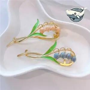 은방물꽃 아름다운 은방울꽃 헤어핀 꽃 모양 버클핀 선택