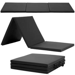 체조 텀블링 매트 휴대용 접이식 2'x6'/4'x8' PU 가죽 운동 요가 매트, 손잡이 포함 가정용 야외 체조용