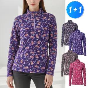 [1+1] 여성 가을 겨울 약기모 부드러운 피치기모 따뜻한 등산 아웃도어 소프트 하프집업 반집업 티셔츠