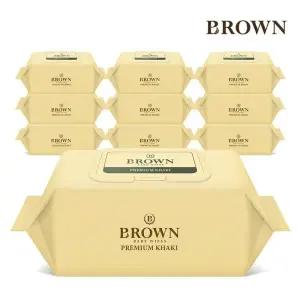 브라운 프리미엄 카키 70매 캡형 10팩 아기물티슈