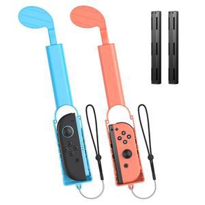 닌텐도 스위치 1 및 2용 FYOUN 골프 클럽 마리오 골프와 호환되는 핸들 그립 게임 액세서리 키트, 조이콘 컨트롤러 스포츠 게임용 컴포트 핸드