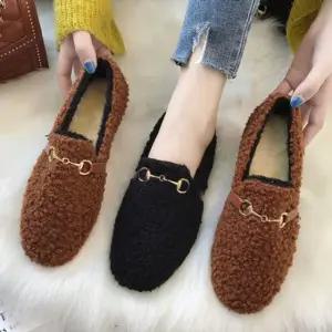 2컬러 뽀글이플랫 기모 빅사이즈 따뜻한 뽀글이 안감 소프트플랫 데일리슈즈