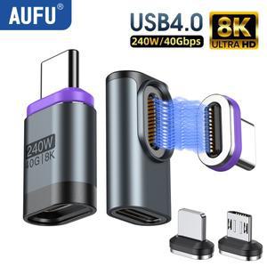 AUFU USB4.0 마그네틱 타입 C 어댑터 240W 40Gbps 고속 충전 데이터 컨버터 (썬더볼트 4/3 맥북 호환용 90