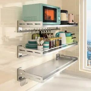 주방 스텐선반 벽부착 양념통 선반 벽걸이 전자레인지