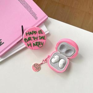 삼성 갤럭시 버즈 3 2 프로 라이브 FE 이어폰 케이스 3D 생일 케이크 실리콘 만화 헤드폰 박스 펜던트 커버