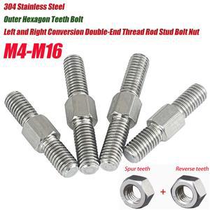 외부 육각 톱니 볼트, 좌우 변환 양단 나사봉 스터드 너트, M4 M5 M6 M8 M10-M16 304 스테인리스 스틸
