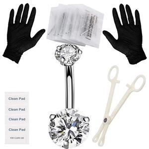 류샤드 피어싱 키트 - 13G 및 14G 피어싱 바늘, 클램프 및 도구를 포함한 12pc 전문가용 세트