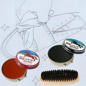 구두약+구둣솔+구두광택용 융타올 구두관리용품세트/유치원/백화제/광택/여행/외출/슈케어/구두/운동화/