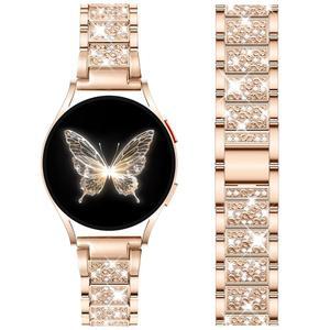 다친 블링 메탈 밴드 여성용 삼성 워치 7 6 5 4 액티브 2 FE 40mm 44mm/갤럭시 Pro/6 클래식 밴드, 갤럭시 20mm 스파클링 럭셔리 스트랩