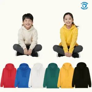 국내제조 아동용 무지 후드티 끈없는 기본 단체 가족티 행사
