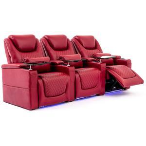 에어애들리스 홈 시어터 좌석, 리클라이너 의자 소파 게임 영화관 의자, 7가지 색상 앰비언트 조명, 요추 베개, 사이드 포켓, 트레이 테이블, 파워 리클라인, 레드