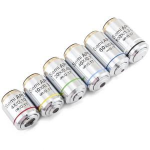 4X10X20X40X60X100X 플랜 세미 아포크로마트 인피니티 생물 현미경 대물렌즈 전문가용 인피니티 현미경 대