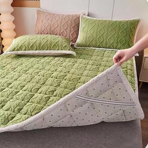 침대 극세사 패드 겨울용 이불 매트리스 깔개 두꺼운