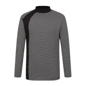 [골프] 남성 코트나 스트라이프 배색 반목 베이스레이어 211E3TI804_BK_GN