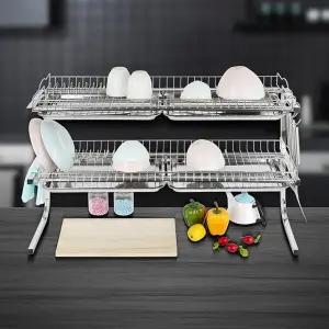 식기건조대 싱크대선반 주방수납 씽크 걸이 길이조절 좁은 800 2단 대그릇 스텐설거지 부엌정리대