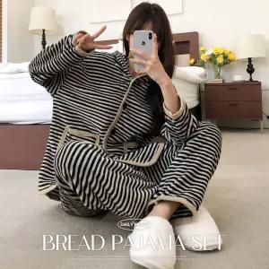 브레드 극세사 파자마세트 잠옷세트 홈웨어 겨울 커플 수면 후드 호캉스