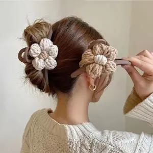 니트꽃집게핀 올림머리 머리핀 헤어핀 악세사리