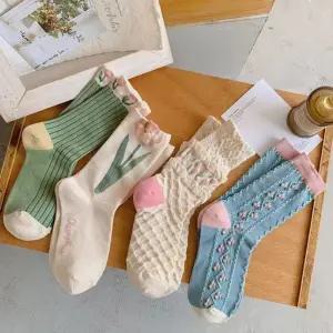 파스텔톤 예쁜양말 4개세트 중목양말 여성양말 양말세트