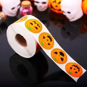 호박 스티커 6종 할로윈 롤스티커 포장 으스스 캐릭터