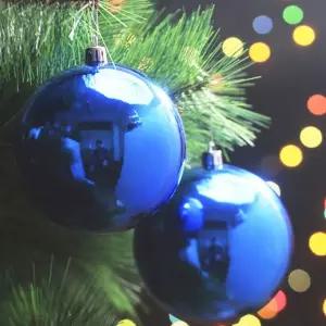 크리스마스 트리 블루 10cm 유광 장식볼 오너먼트 2p 크리스마스용품