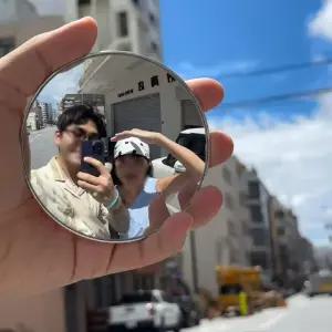 여행용 원형 볼록 거울 손거울 셀카 미니손거울