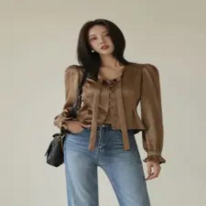 [다바걸][DB made]앙주새틴타이블라우스