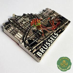 벨기에 브뤼셀 거리 장면 건축 자석 냉장고 여행 기념품 3D