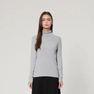 (정상가99000원) 캐시미어 블렌드 리브드 하이넥 니트 풀오버 (GREY)