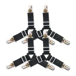 침대 방석 시트 3발 고정 밴드4P세트 이불 패드 밴딩홀더 침구정리 집게 쿠션 의자 멜빵클립 매트리스커버