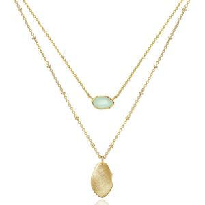 여성용 오젤 주얼리 & 기프트 레이어드 골드 목걸이 - 크리스탈 컬러풀한 섬세한 커팅 펜던트 18K 도금 생일 선물 ( 산)