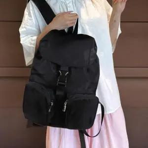 여성용 포켓 디자인 버클 스트링 캠퍼스 백팩 학생용 가방