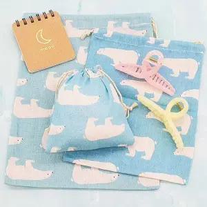 린넨 파우치 파란곰 세트