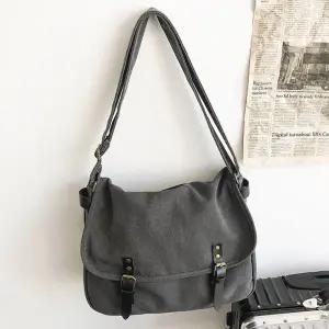 데일리 대 학생 크로스 백 책 가방 빈티지 그레이