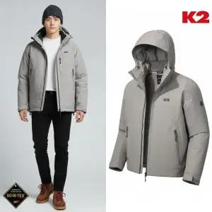 [백화점 출고] K2 패딩 남자 맥 파카 고어 씬다운 오트밀 그레이 고어텍스 방수 후드 탈부착 숏 자켓 점퍼