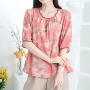 여성 여름 데일리 인견 플라워 7부 빅사이즈 블라우스