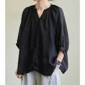 F005781_차이나카라 린넨 셔링블라우스