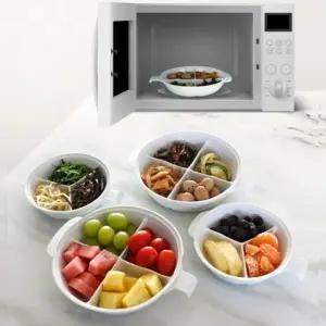 티본 올인원 뚜껑 나눔접시2세트 간식판3절+4절 반찬그룻 전자렌지용