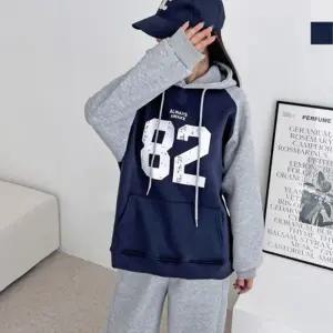 GAA ND746 여자 겨울 오버핏 82 기모 배색 후드티(기모안감)