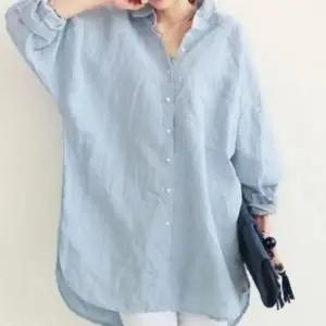 여성 롱셔츠 가디건 여자 롱남방 오버핏 셔츠 2색