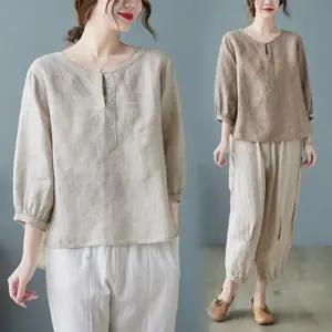 은창)플라워 레이스 라인 버튼 7부 티셔츠 여름 상의