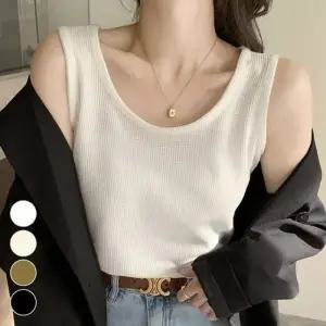 여름 여성 이너나시 루즈핏 와플원단 민소매 티셔츠