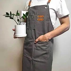 앞치마 카페 그레이 캔버스 멀티포켓 심플