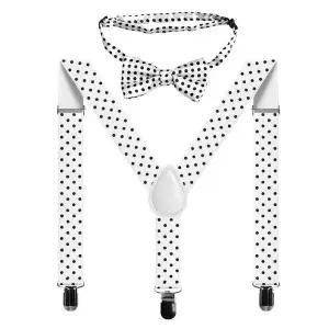 땡땡이 어린이 멜빵 화이트