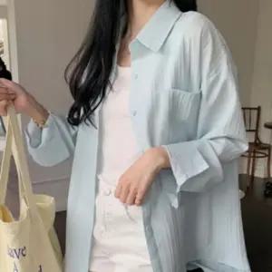 여성 여름 긴팔 셔츠 커버업 시스루 오버핏 남방