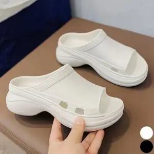 여자 여름 키높이 EVA 뮬 슬리퍼 통굽 실내 실외화