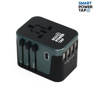 스마트파워탭 전세계 여행용 멀티 어댑터 / 5포트 해외용 고속충전 멀티탭 변환 플러그 돼지코 110V/220V 호환 샤오미 다이슨 중국 유럽 호주 미국 일본