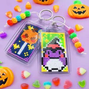 할로윈 데이 사각 보석십자수 가방고리 비즈 키링 만들기 키트 / 열쇠고리 DIY 키홀더 할로인 헬로윈 큐빅 도안 호박