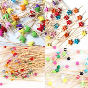 대나무 아크릴 과일꽂이 100개입 ( 햄버거 샌드위치포크 도시락 칵테일픽 생일파티 )