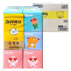 크리넥스 디럭스 미니 카카오 230매 6각 x6개(1박스) /각티슈