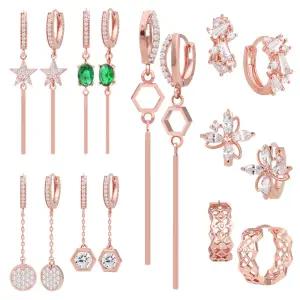 14K 골드핀 데일리 심플 큐빅 진주 롱 드롭 원터치 귀걸이 기획전